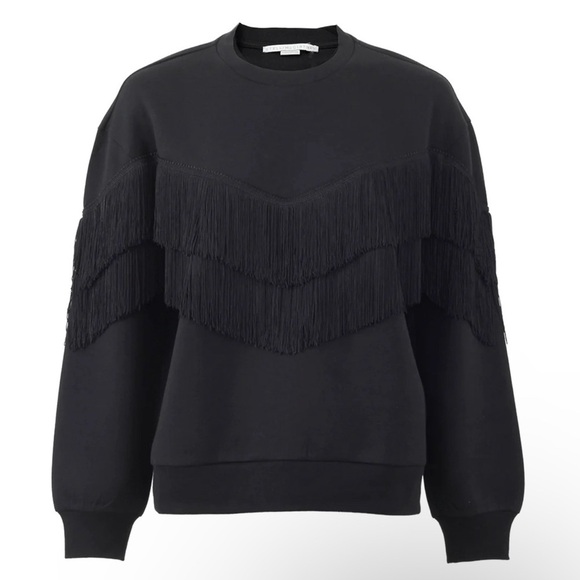 Stella McCartney Tiered V-Fringe Sweatshirt in black size M - Picture 1 of 9